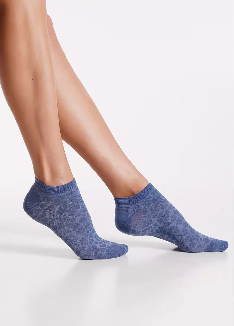 Шкарпетки короткі з квітами 2 пари WS1 FASHION SET 2406 (пак х2) jeans (синій)