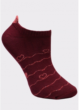 Короткі шкарпетки з сердечками WS1 LUREX 003 marsala (бордовий)