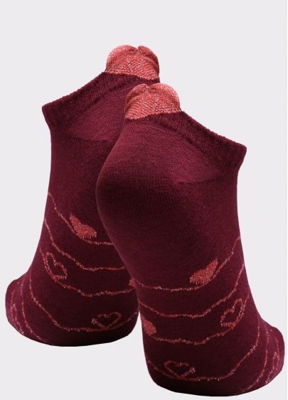Короткие носки с сердечками WS1 LUREX 003 marsala (бордовый)