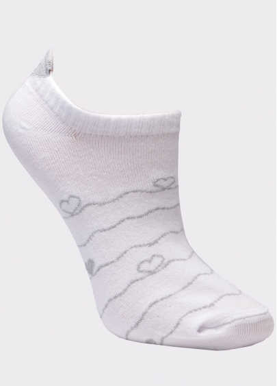 Короткие носки с сердечками WS1 LUREX 003 white (белый)