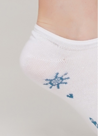 Жіночі короткі шкарпетки з морським малюнком WS1 MARINE 008 (білий)