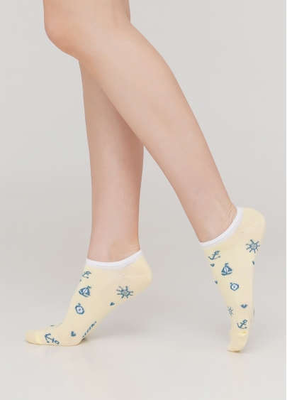 Женские короткие носки з морским рисунком WS1 MARINE 008 (желтый)