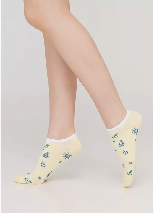 Женские короткие носки з морским рисунком WS1 MARINE 008 (желтый)