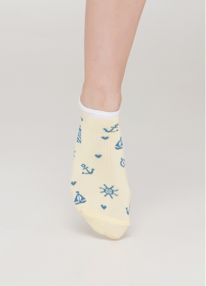 Женские короткие носки з морским рисунком WS1 MARINE 008 (желтый)