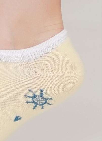 Жіночі короткі шкарпетки з морським малюнком WS1 MARINE 008 (жовтий)