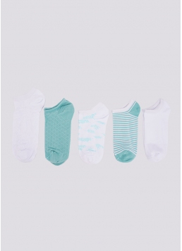 Короткие носки набор из 5 пар WS1 SET 1 white/pastel turquoise (белый/зеленый)