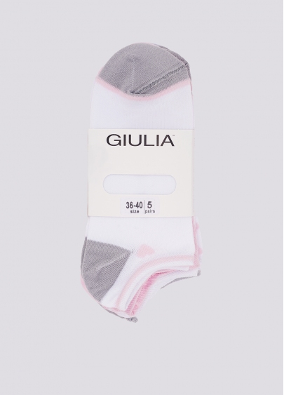 Короткие носки в розы и сердечки набор из 5 пар WS1 SET 2 white/pearl/silver (белый/розовый/серый)