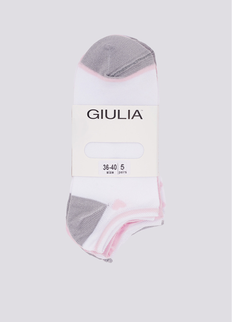Короткие носки в розы и сердечки набор из 5 пар WS1 SET 2 white/pearl/silver (белый/розовый/серый)