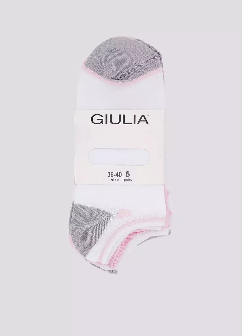 Короткие носки в розы и сердечки набор из 5 пар WS1 SET 2 white/pearl/silver (белый/розовый/серый)