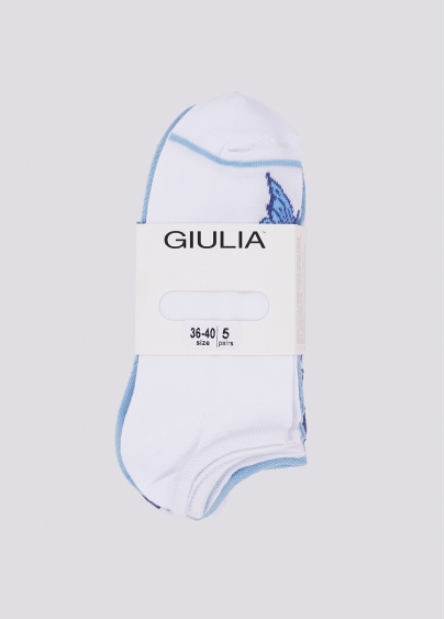 Короткие носки с бабочками набор из 5 пар WS1 SET 3 white/jeans/baby blue (белый/голубой)