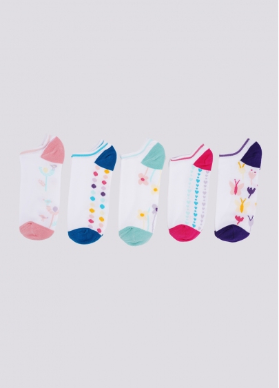Короткі шкарпетки з малюнком на стопі набір з 5 пар WS1 SET 4 white (білий)