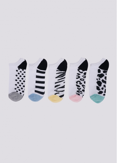 Короткие носки с анималистическим рисунком набор из 5 пар WS1 SET 5 white (белый)