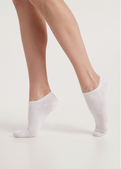 Короткие носки с узором цепочек WS1 SOFT BACKGROUND 001 white (белый)
