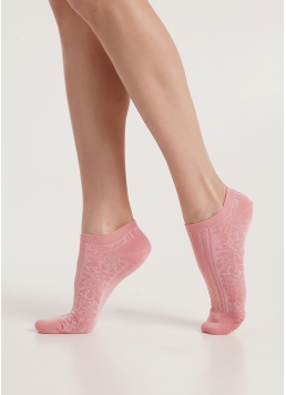 Короткі шкарпетки з квітковим візерунком WS1 SOFT BACKGROUND 004 geranium (рожевий)