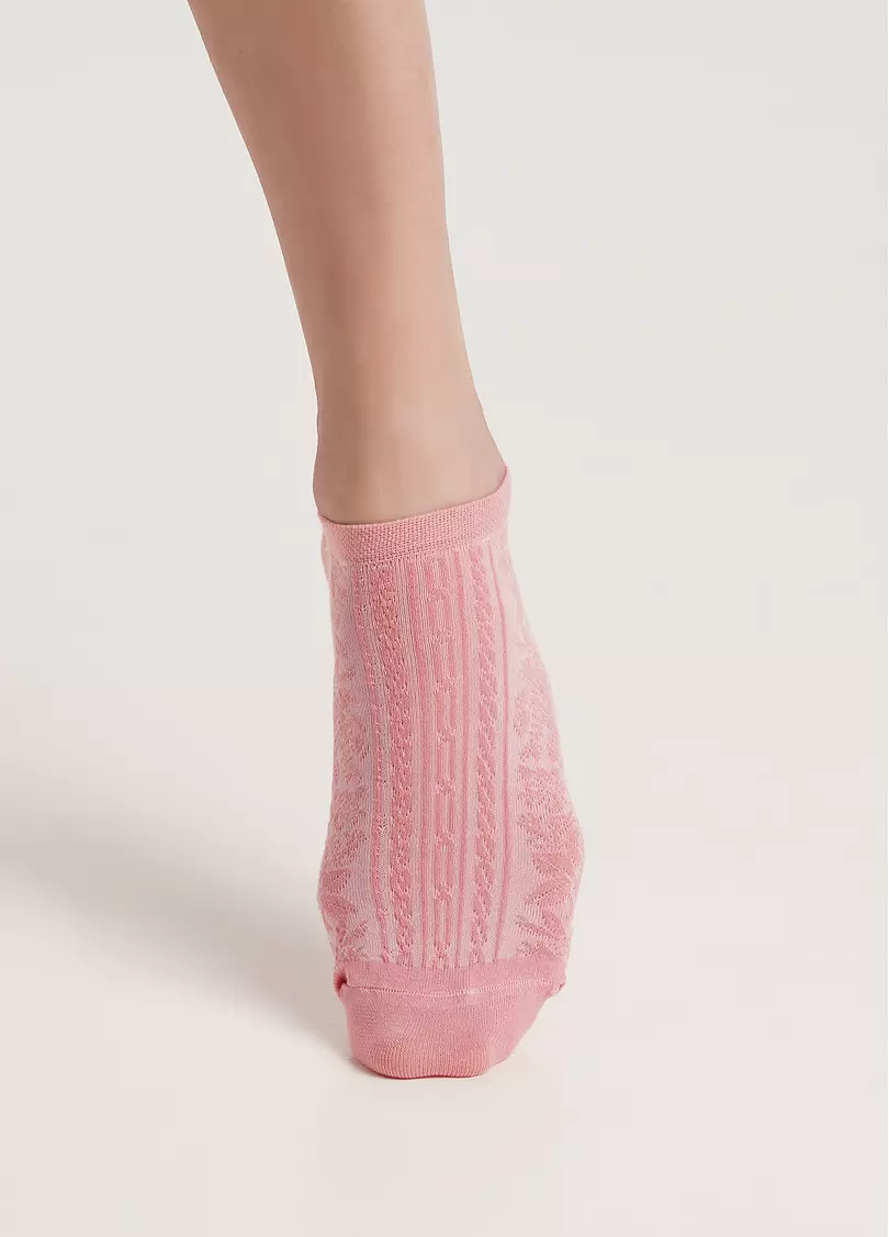 Короткие носки с цветочным узором WS1 SOFT BACKGROUND 004 geranium (розовый)