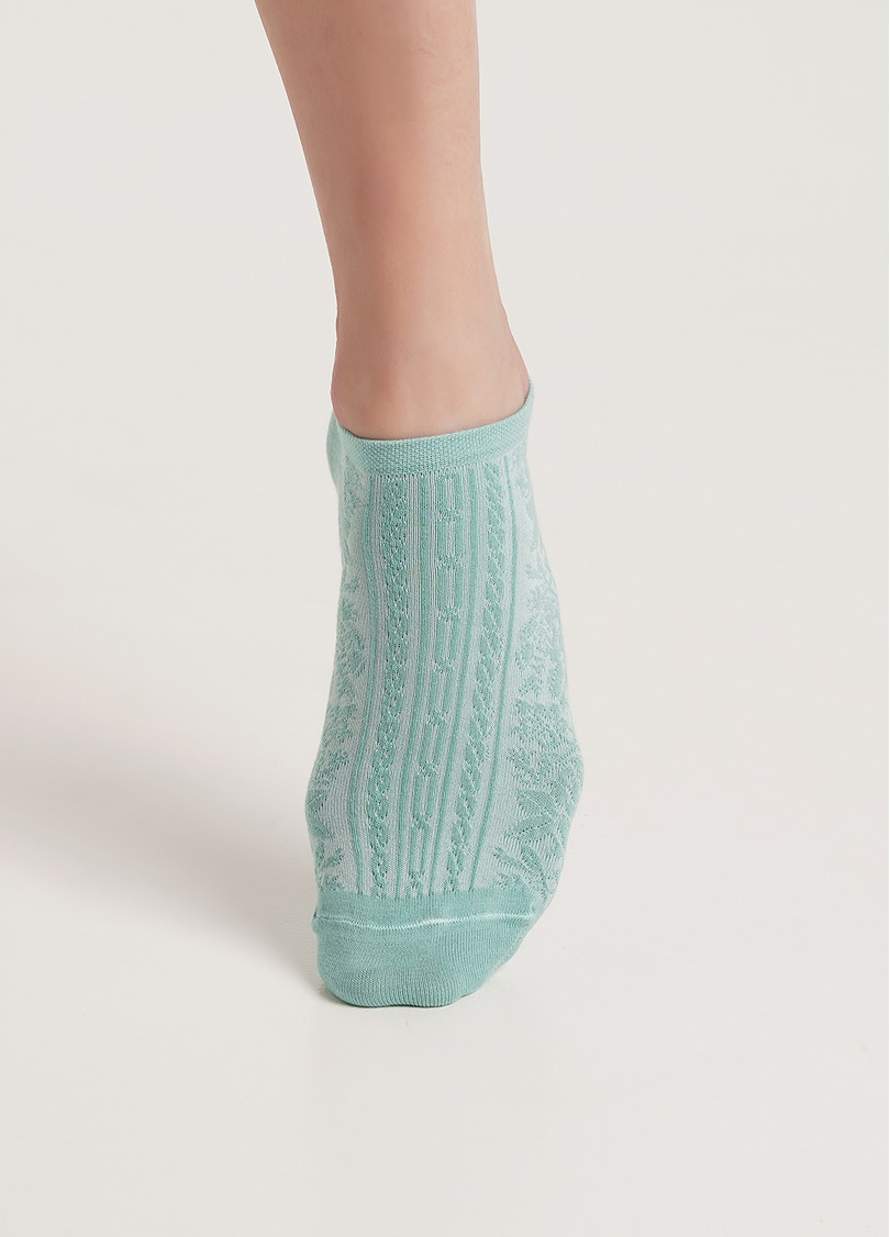 Короткие носки с цветочным узором WS1 SOFT BACKGROUND 004 pastel turquoise (зеленый)