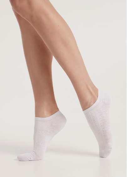 Короткі шкарпетки з квітковим візерунком WS1 SOFT BACKGROUND 004 white (білий)