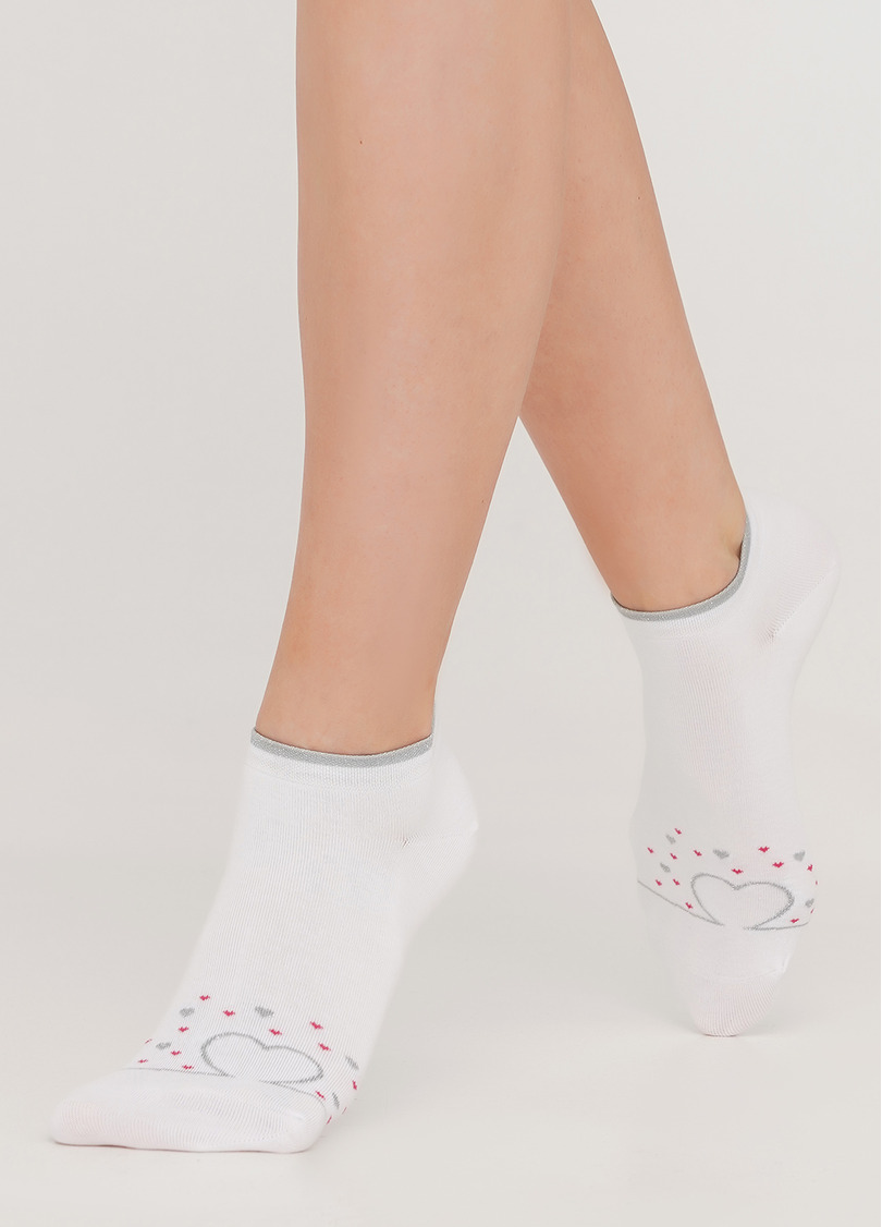 Шкарпетки з бавовни з блискучими сердечками WS1 SOFT LUREX 001 (WS1 PREMIUM LUREX 001) bianco (білий)