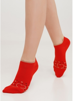 Шкарпетки з бавовни з блискучими сердечками WS1 SOFT LUREX 001 (WS1 PREMIUM LUREX 001) red (червоний)