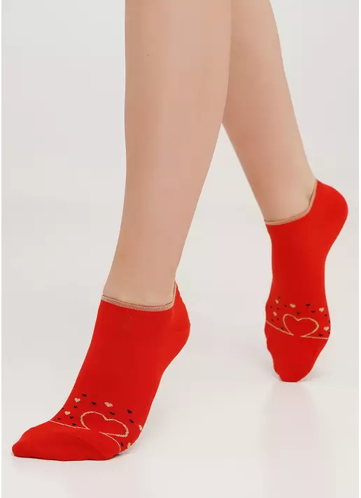 Носки из хлопка с блестящими сердечками WS1 SOFT LUREX 001 (WS1 PREMIUM LUREX 001) red (красный)