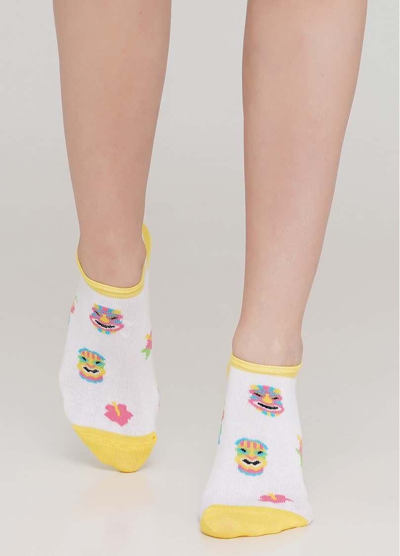 Шкарпетки короткі жіночі з малюнком WS1 TROPIC 001 (білий)