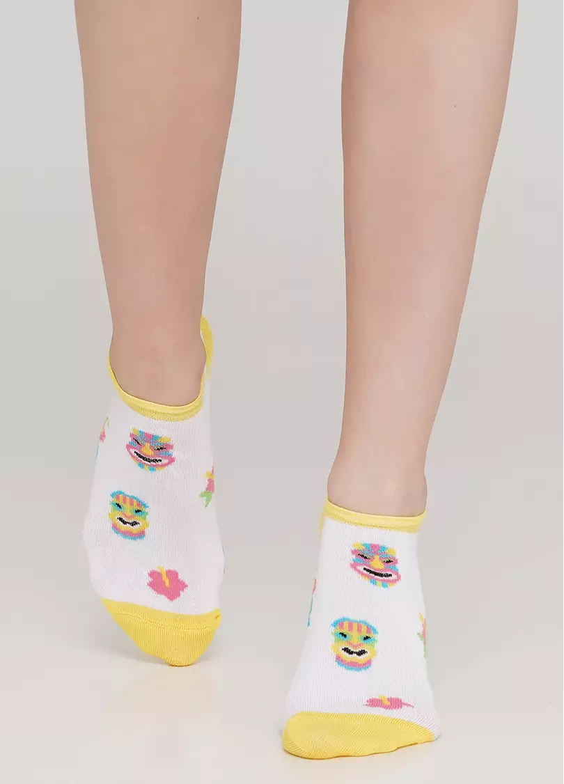 Носки короткие женские с рисунком WS1 TROPIC 001 (белый)