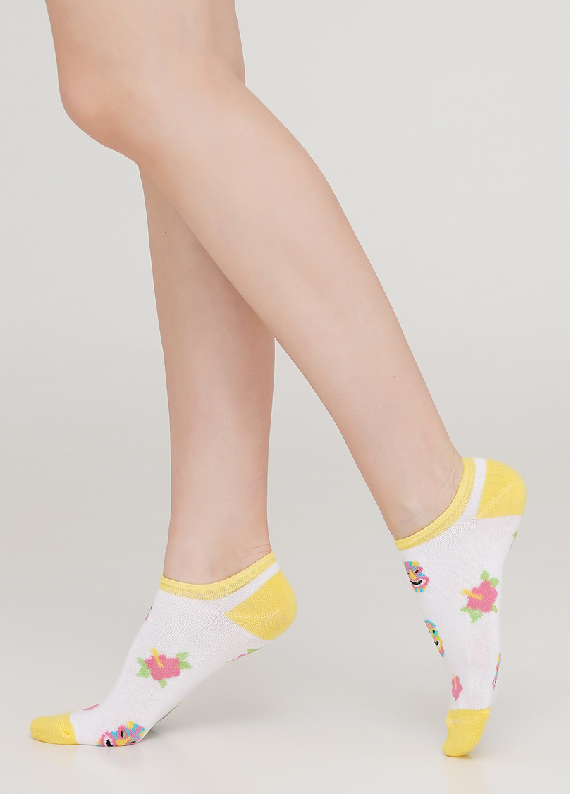 Шкарпетки короткі жіночі з малюнком WS1 TROPIC 001 (білий)