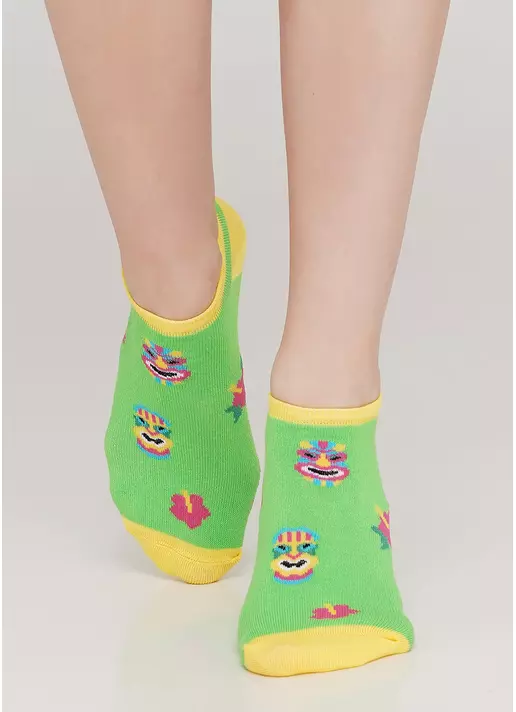 Шкарпетки короткі жіночі з малюнком WS1 TROPIC 001 (зелений)
