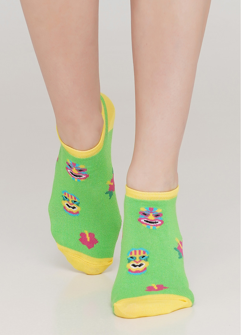 Шкарпетки короткі жіночі з малюнком WS1 TROPIC 001 (зелений)