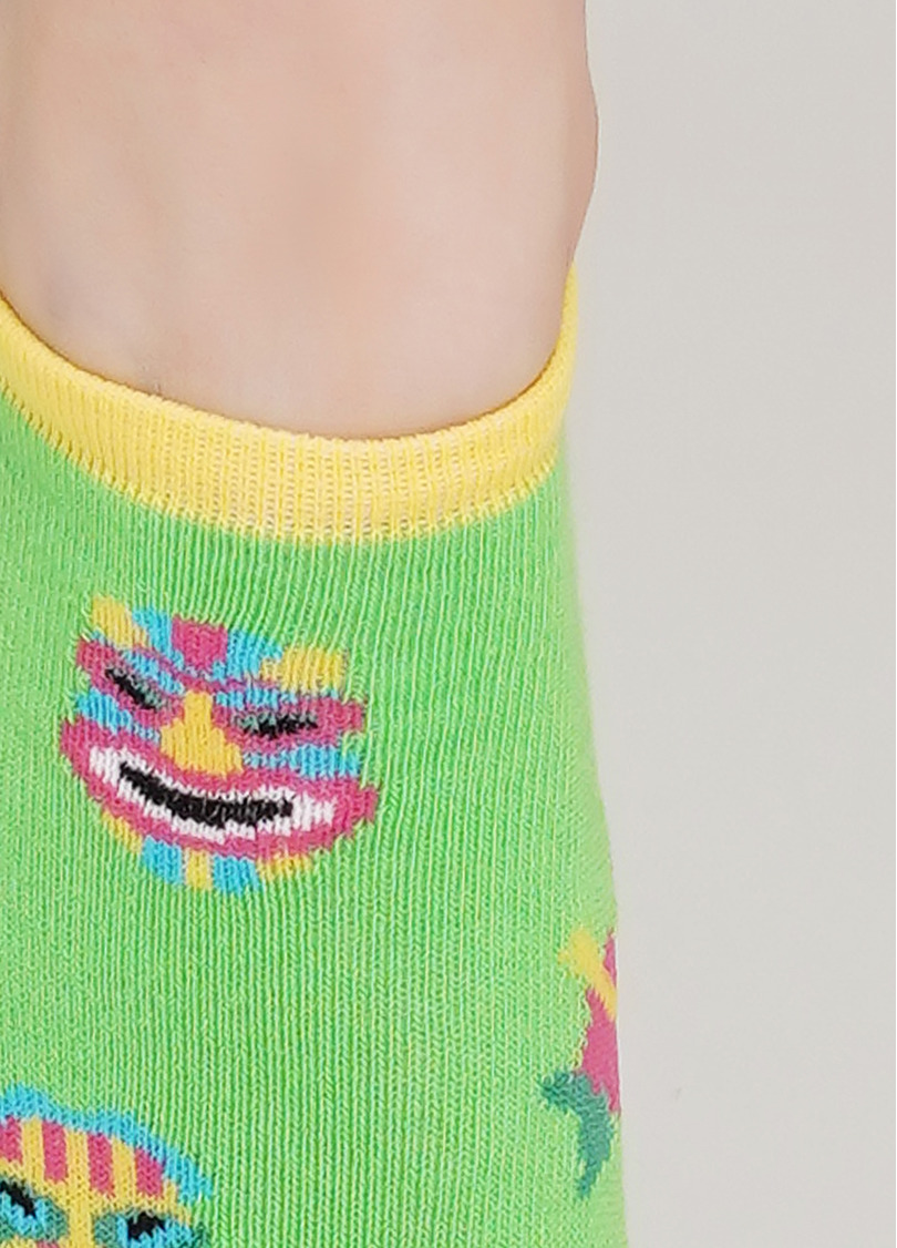 Шкарпетки короткі жіночі з малюнком WS1 TROPIC 001 (зелений)