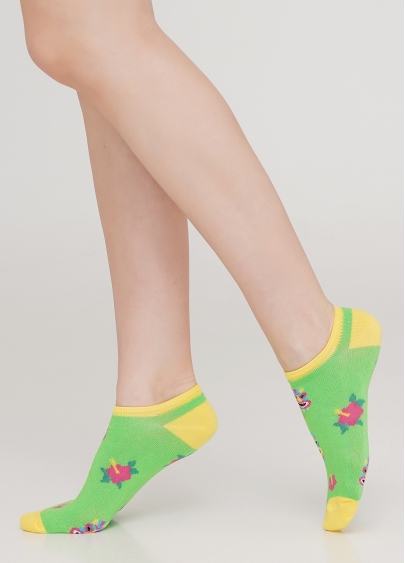 Носки короткие женские с рисунком WS1 TROPIC 001 (зеленый)