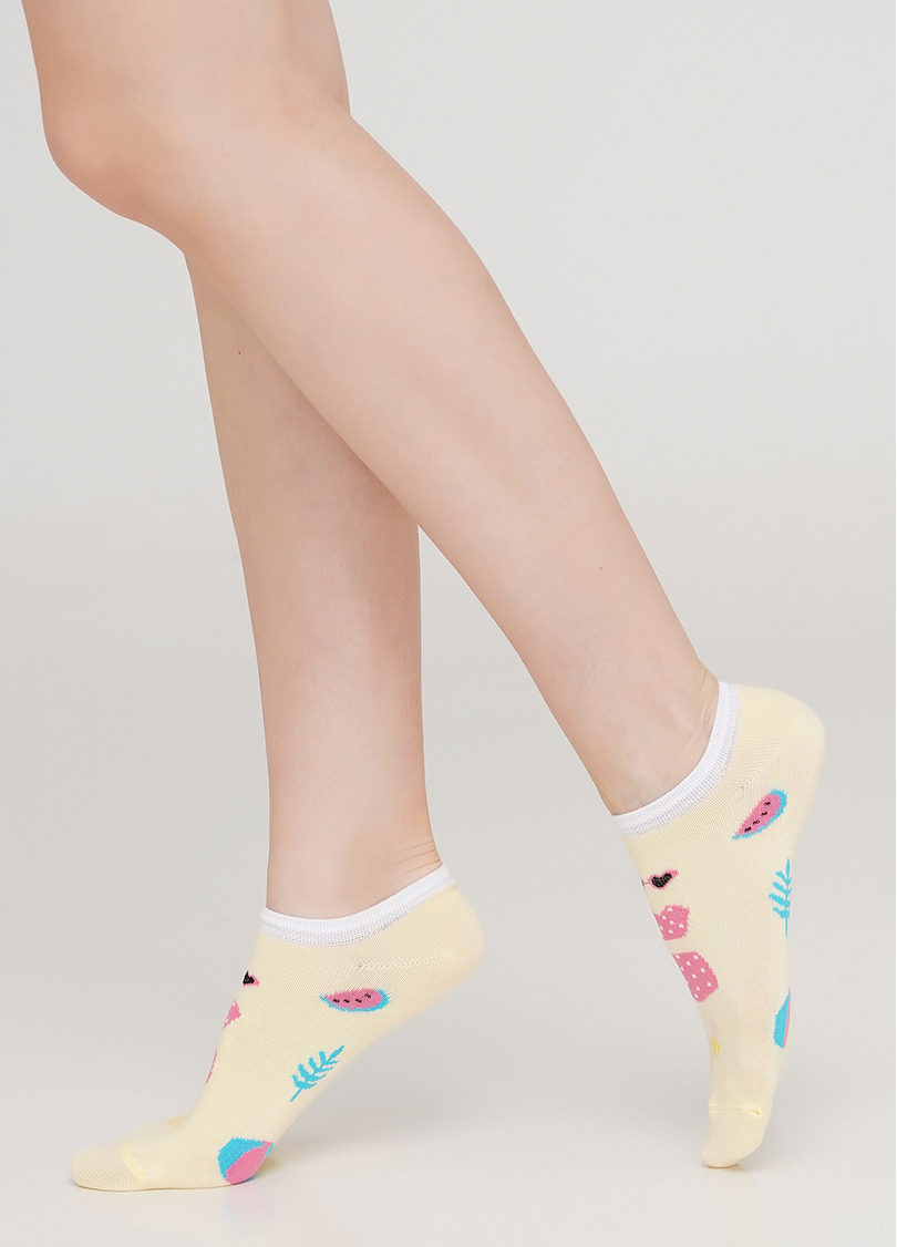 Носки короткие с тропическим рисунком WS1 TROPIC 002 (желтый)