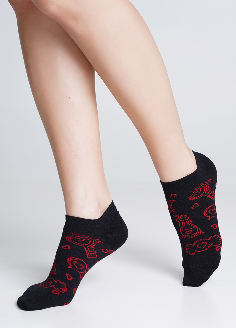 Носки с рисунками WS1 VALENTINE 010 black (черный)
