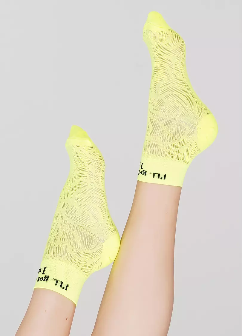 Женские короткие спортивные носки WS2 AIR PA 009 yellow neon (желтый)