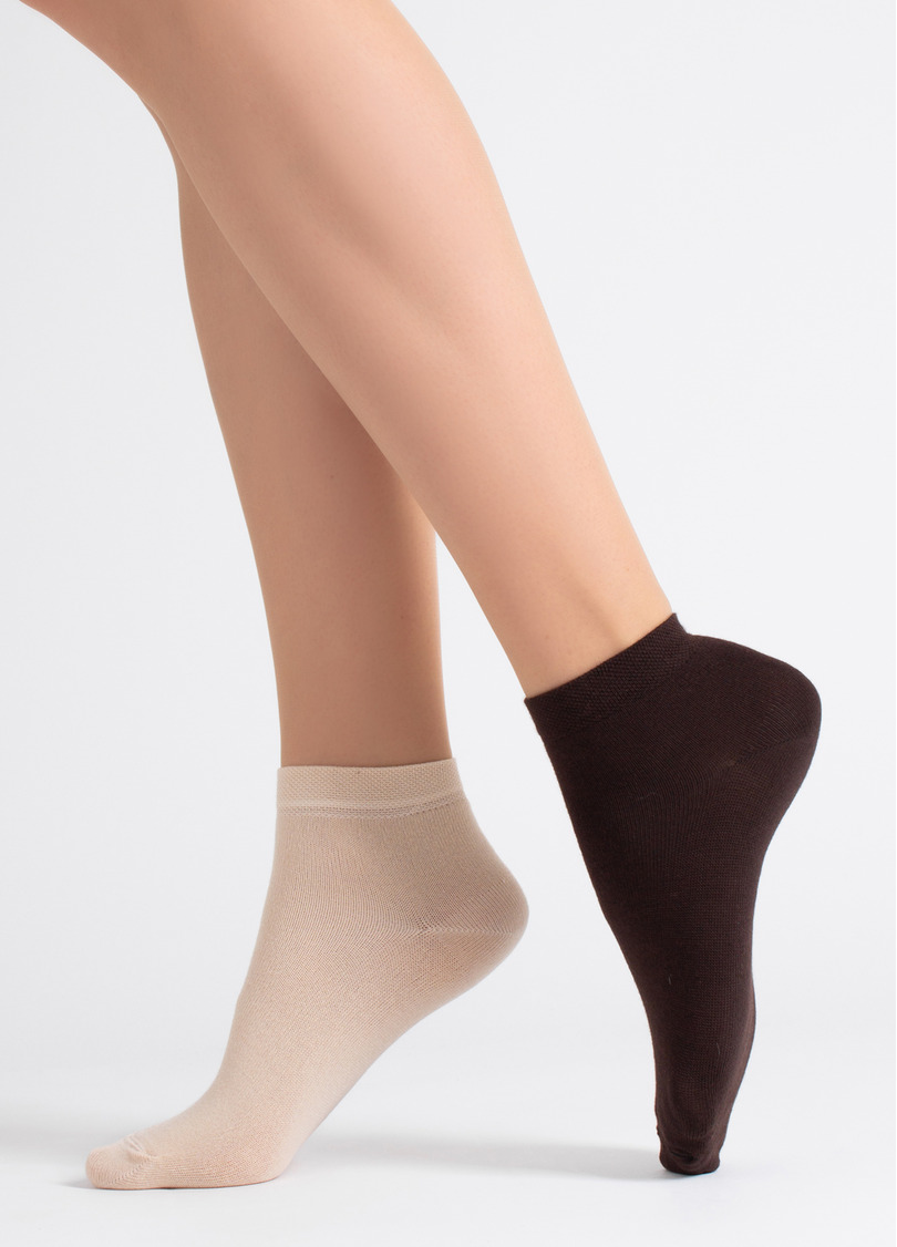 Женские хлопковые носки (2 пары) WS2 CLASSIC chocolate/sand (коричневый/бежевый)