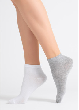 Женские хлопковые носки (2 пары) WS2 CLASSIC light grey melange/white (серый/белый) Женские хлопковые носки (2 пары) WS2 CLASSIC light grey melange/white (серый/белый)