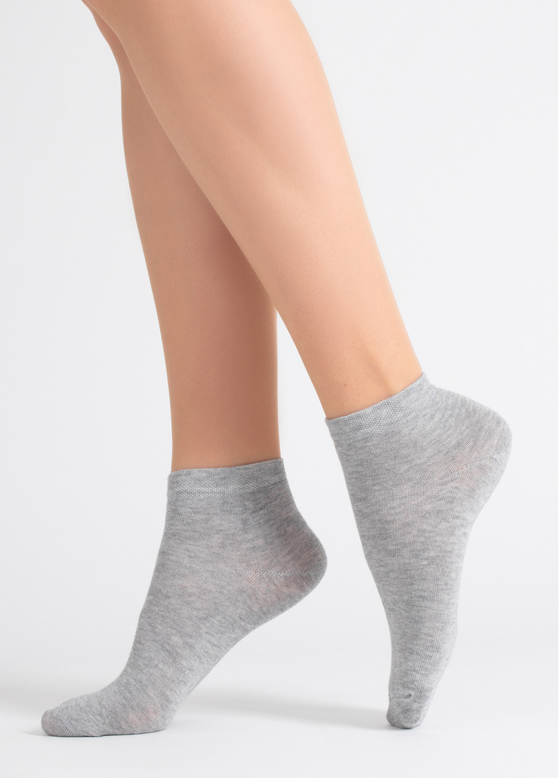 Женские хлопковые носки (2 пары) WS2 CLASSIC light grey melange/white (серый/белый)