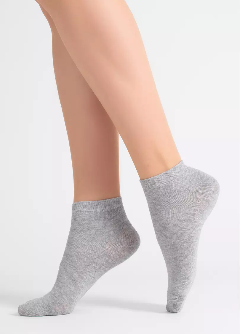 Женские хлопковые носки (2 пары) WS2 CLASSIC light grey melange/white (серый/белый)