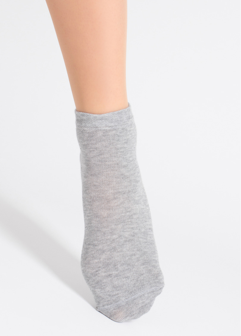 Женские хлопковые носки (2 пары) WS2 CLASSIC light grey melange/white (серый/белый)