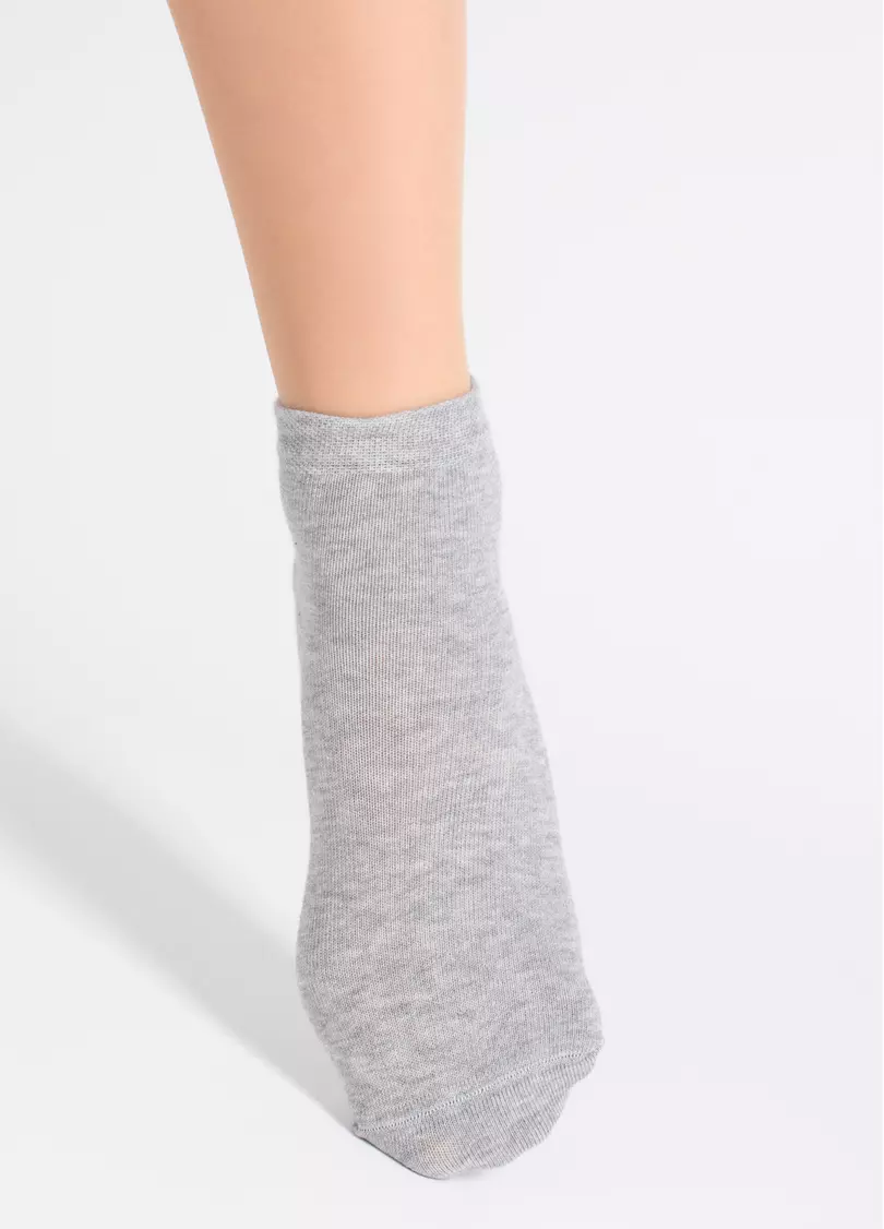 Женские хлопковые носки (2 пары) WS2 CLASSIC light grey melange/white (серый/белый)