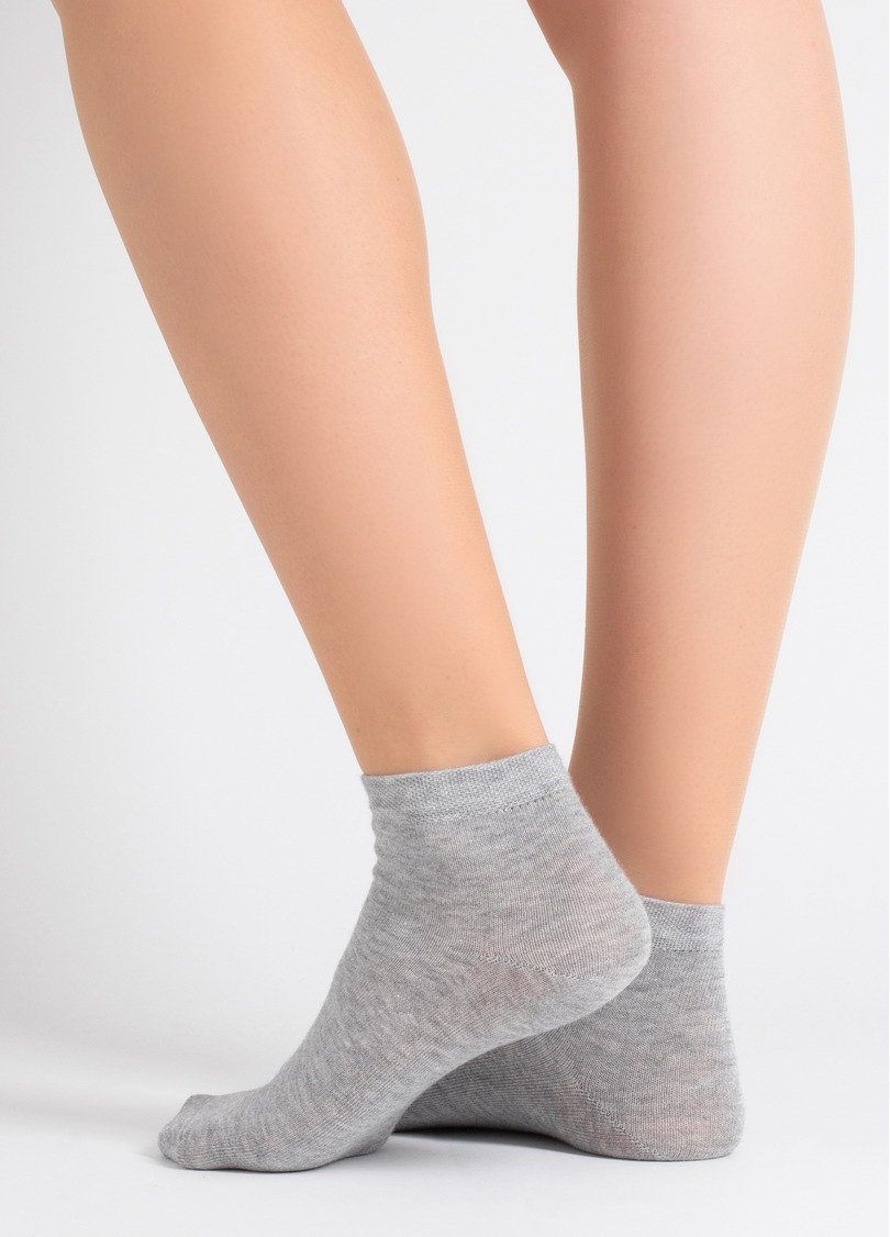 Женские хлопковые носки (2 пары) WS2 CLASSIC light grey melange/white (серый/белый)