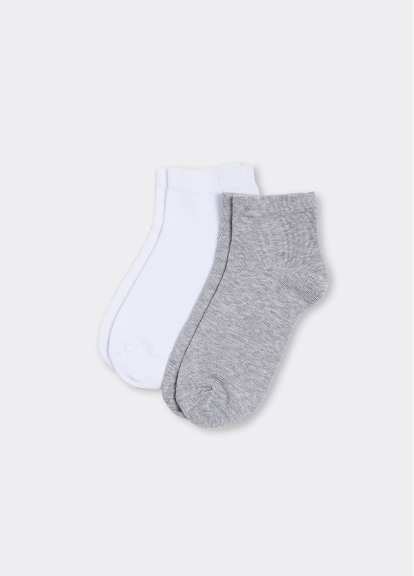 Женские хлопковые носки (2 пары) WS2 CLASSIC light grey melange/white (серый/белый)