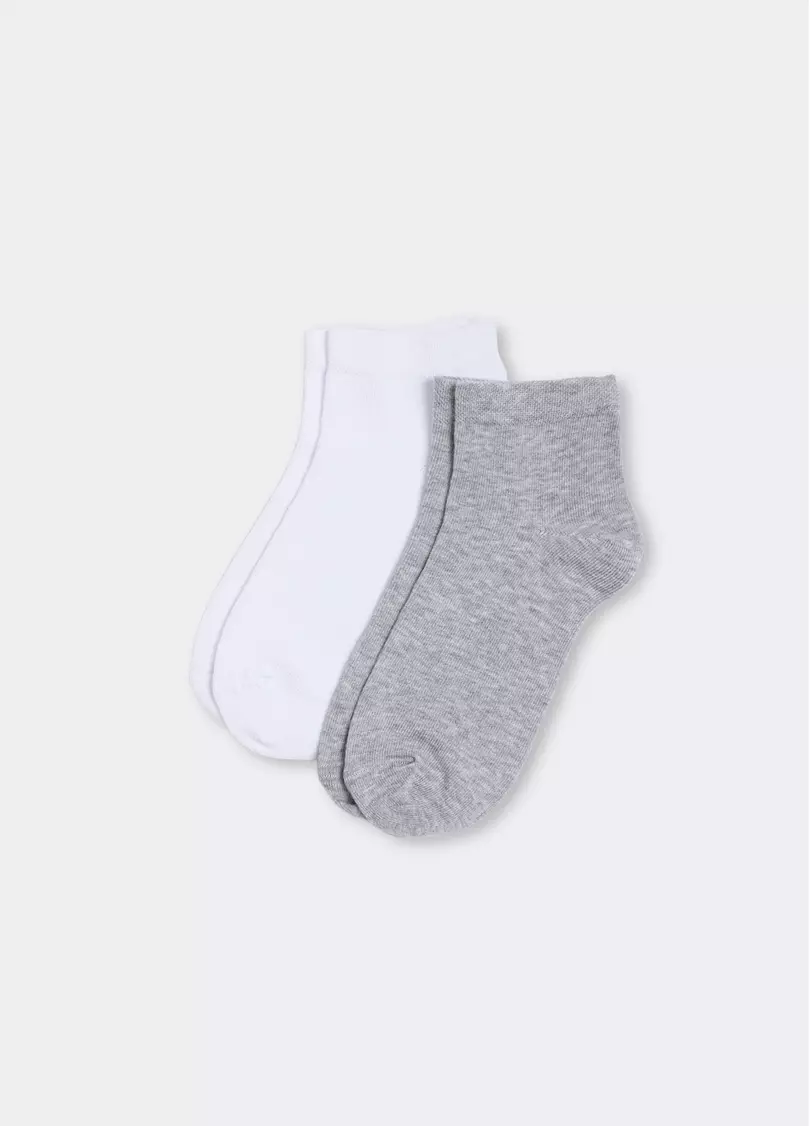 Женские хлопковые носки (2 пары) WS2 CLASSIC light grey melange/white (серый/белый)