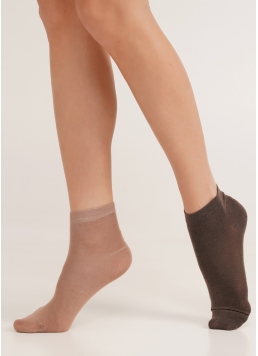 Жіночі бавовняні шкарпетки (2 пари) WS2 CLASSIC haze/chantarel (бежевий/коричневий)