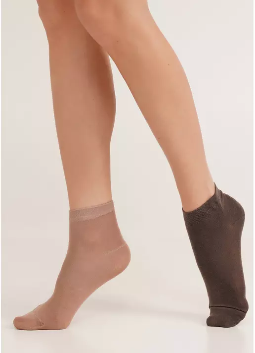 Жіночі бавовняні шкарпетки (2 пари) WS2 CLASSIC haze/chantarel (бежевий/коричневий)