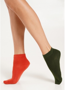 Жіночі бавовняні шкарпетки (2 пари) WS2 CLASSIC khaki/ceramire (зелений/помаранчевий)