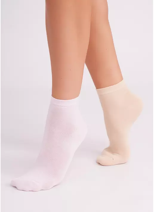 Женские хлопковые носки (2 пары) WS2 CLASSIC sand/blushing bride (бежевый/розовый)