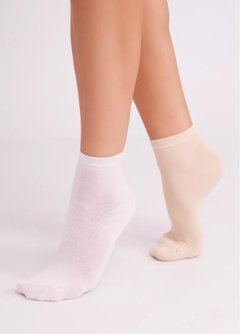 Жіночі бавовняні шкарпетки (2 пари) WS2 CLASSIC sand/blushing bride (бежевий/рожевий)