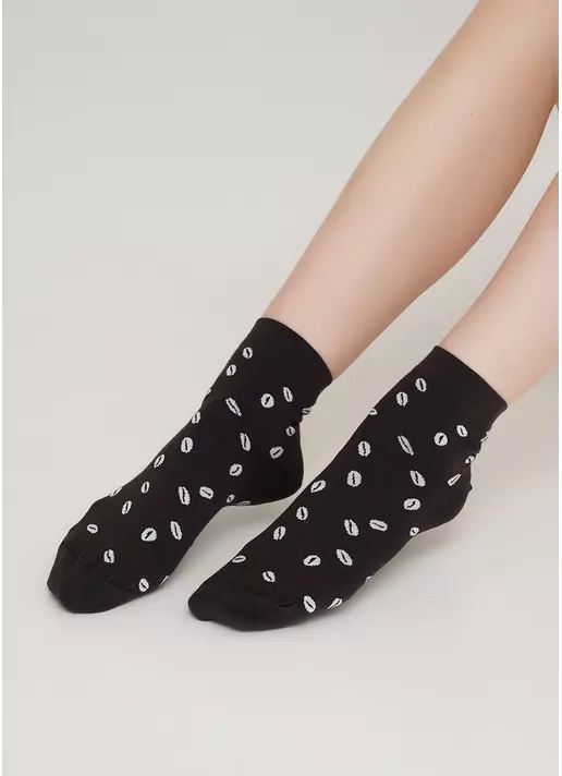 Жіночі шкарпетки з малюнком кавових зерен WS2 COFFEE 001 caffe (коричневий)