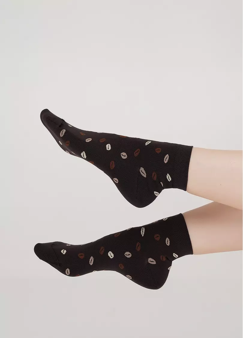 Носки из хлопка с рисунком кофейных зерен WS2 COFFEE 002 caffe (коричневый)